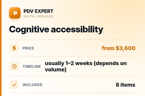 Cognitive accessibility — price, timeline & scope