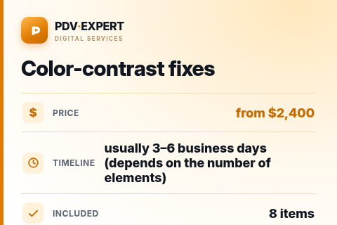 Color-contrast fixes — price, timeline & scope