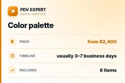 Color palette — price, timeline & scope