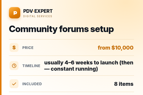 Community forums setup — price, timeline & scope