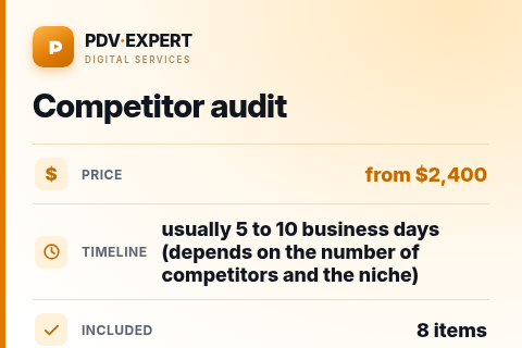 Competitor audit — price, timeline & scope