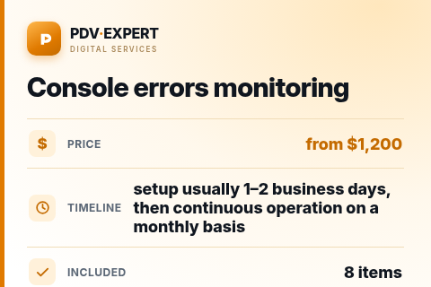 Console errors monitoring — price, timeline & scope