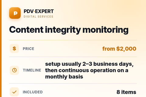 Content integrity monitoring — price, timeline & scope