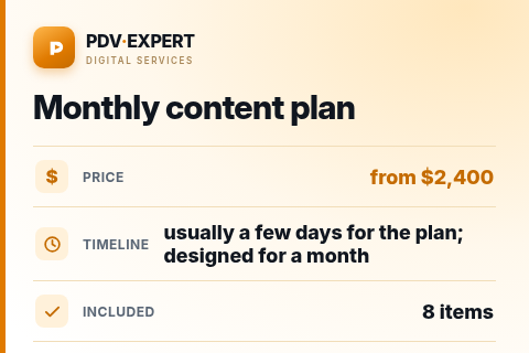 Monthly content plan — price, timeline & scope