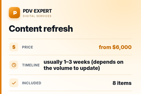 Content refresh — price, timeline & scope
