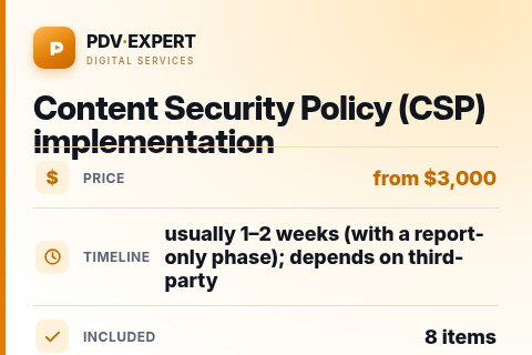 Content Security Policy (CSP) implementation — price, timeline & scope