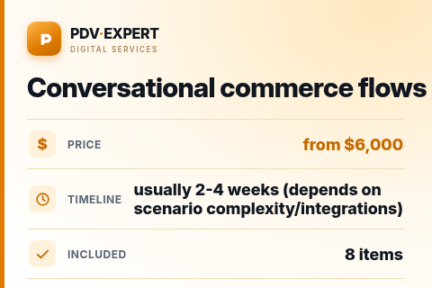 Conversational commerce flows — price, timeline & scope