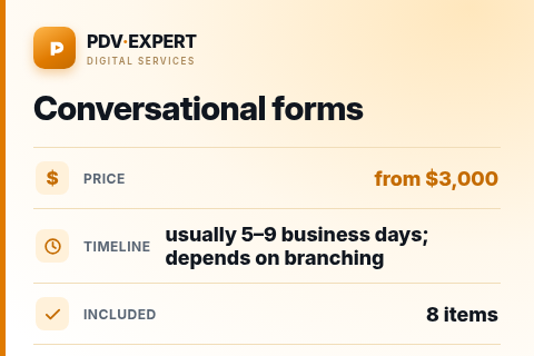 Conversational forms — price, timeline & scope