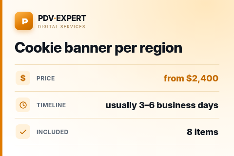 Cookie banner per region — price, timeline & scope