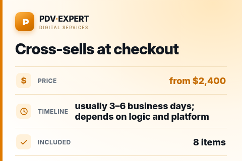 Cross-sells at checkout — price, timeline & scope