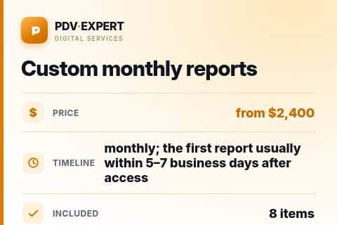 Custom monthly reports — price, timeline & scope