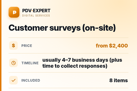 Customer surveys (on-site) — price, timeline & scope