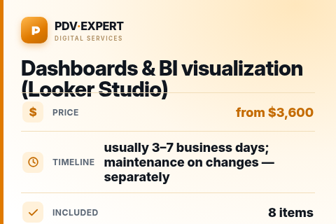 Dashboards & BI visualization (Looker Studio) — price, timeline & scope