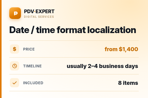Date / time format localization — price, timeline & scope