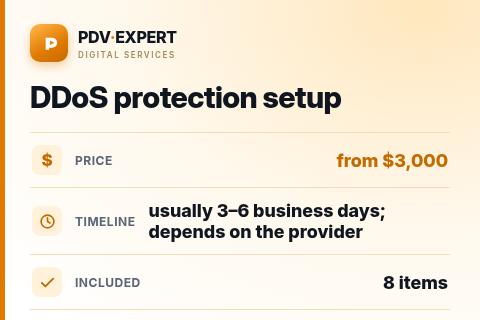 DDoS protection setup — price, timeline & scope