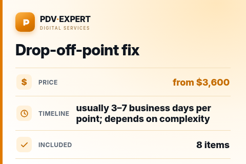 Drop-off-point fix — price, timeline & scope