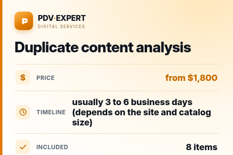 Duplicate content analysis — price, timeline & scope