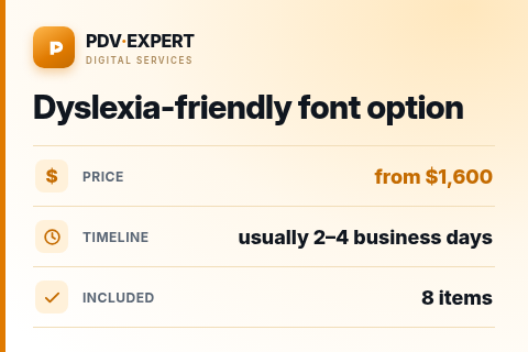 Dyslexia-friendly font option — price, timeline & scope