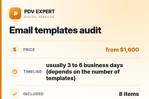 Email templates audit — price, timeline & scope