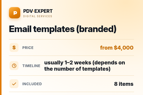 Email templates (branded) — price, timeline & scope