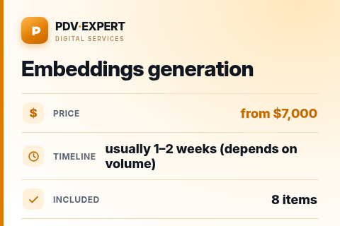 Embeddings generation — price, timeline & scope