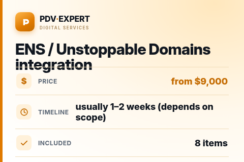 ENS / Unstoppable Domains integration — price, timeline & scope