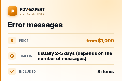 Error messages — price, timeline & scope