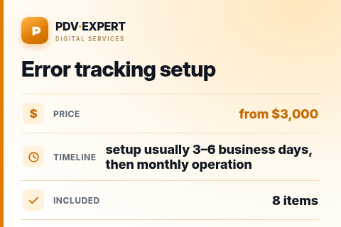 Error tracking setup — price, timeline & scope