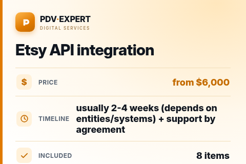Etsy API integration — price, timeline & scope