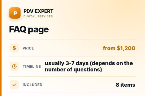 FAQ page — price, timeline & scope