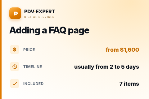 Adding a FAQ page — price, timeline & scope