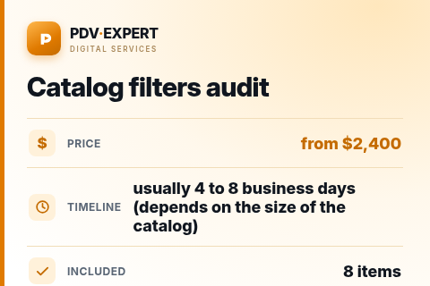 Catalog filters audit — price, timeline & scope