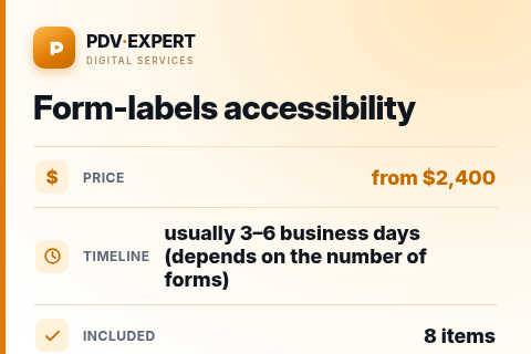 Form-labels accessibility — price, timeline & scope
