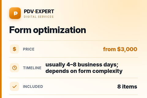 Form optimization — price, timeline & scope