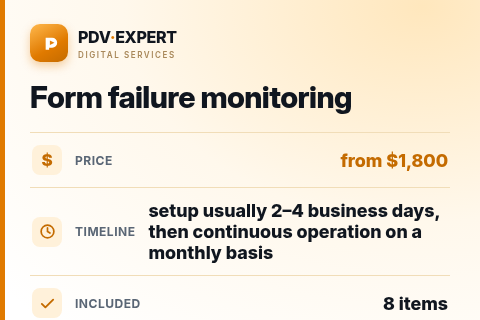 Form failure monitoring — price, timeline & scope