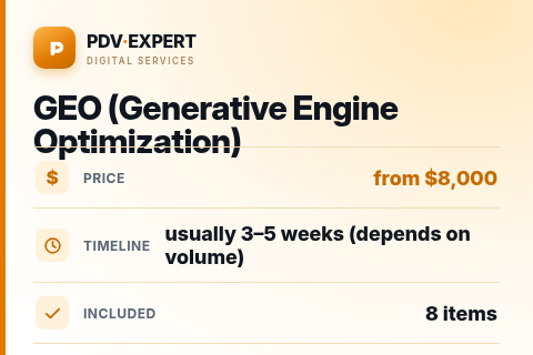 GEO (Generative Engine Optimization) — price, timeline & scope