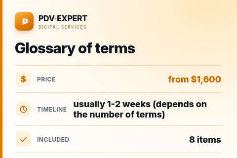 Glossary of terms — price, timeline & scope