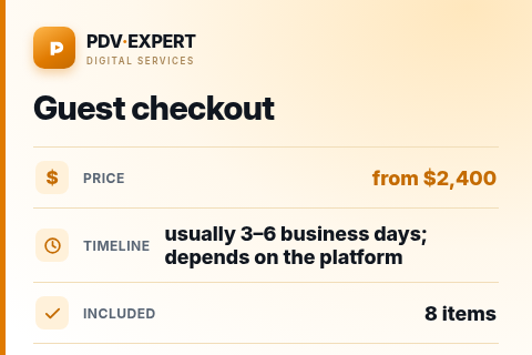 Guest checkout — price, timeline & scope