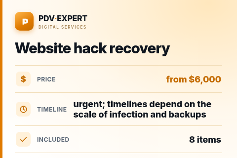 Website hack recovery — price, timeline & scope