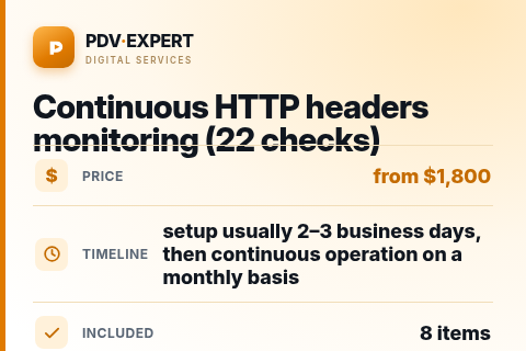 Continuous HTTP headers monitoring (22 checks) — price, timeline & scope
