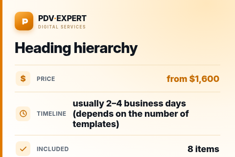 Heading hierarchy — price, timeline & scope