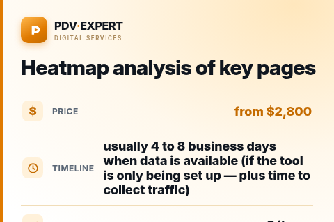 Heatmap analysis of key pages — price, timeline & scope