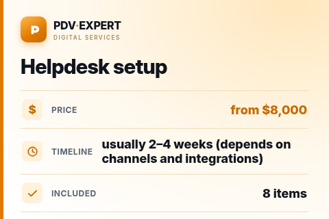 Helpdesk setup — price, timeline & scope