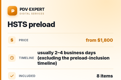 HSTS preload — price, timeline & scope
