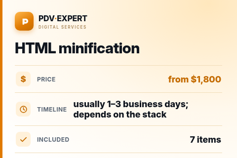 HTML minification — price, timeline & scope