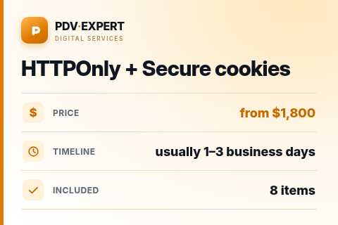 HTTPOnly + Secure cookies — price, timeline & scope