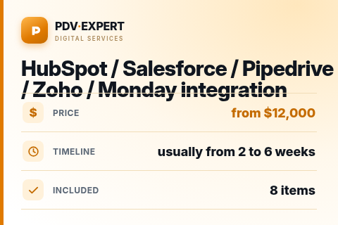 HubSpot / Salesforce / Pipedrive / Zoho / Monday integration — price, timeline & scope