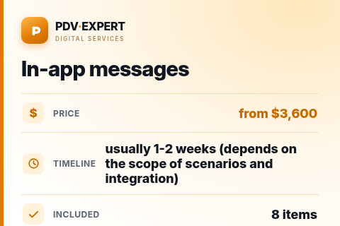 In-app messages — price, timeline & scope