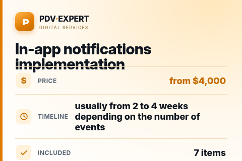 In-app notifications implementation — price, timeline & scope