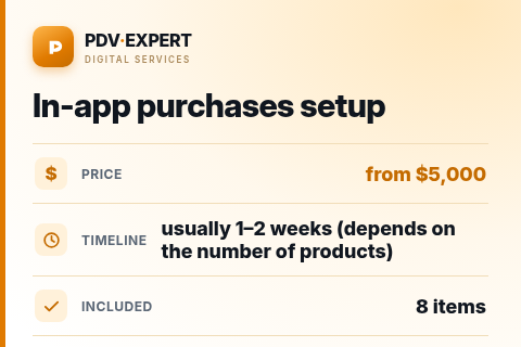 In-app purchases setup — price, timeline & scope